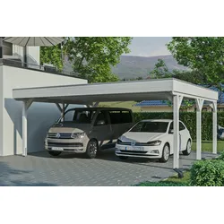 Doppelcarport SKANHOLZ "Grunewald", weiß, H: 590cm, Carports, mit EPDM-Dach