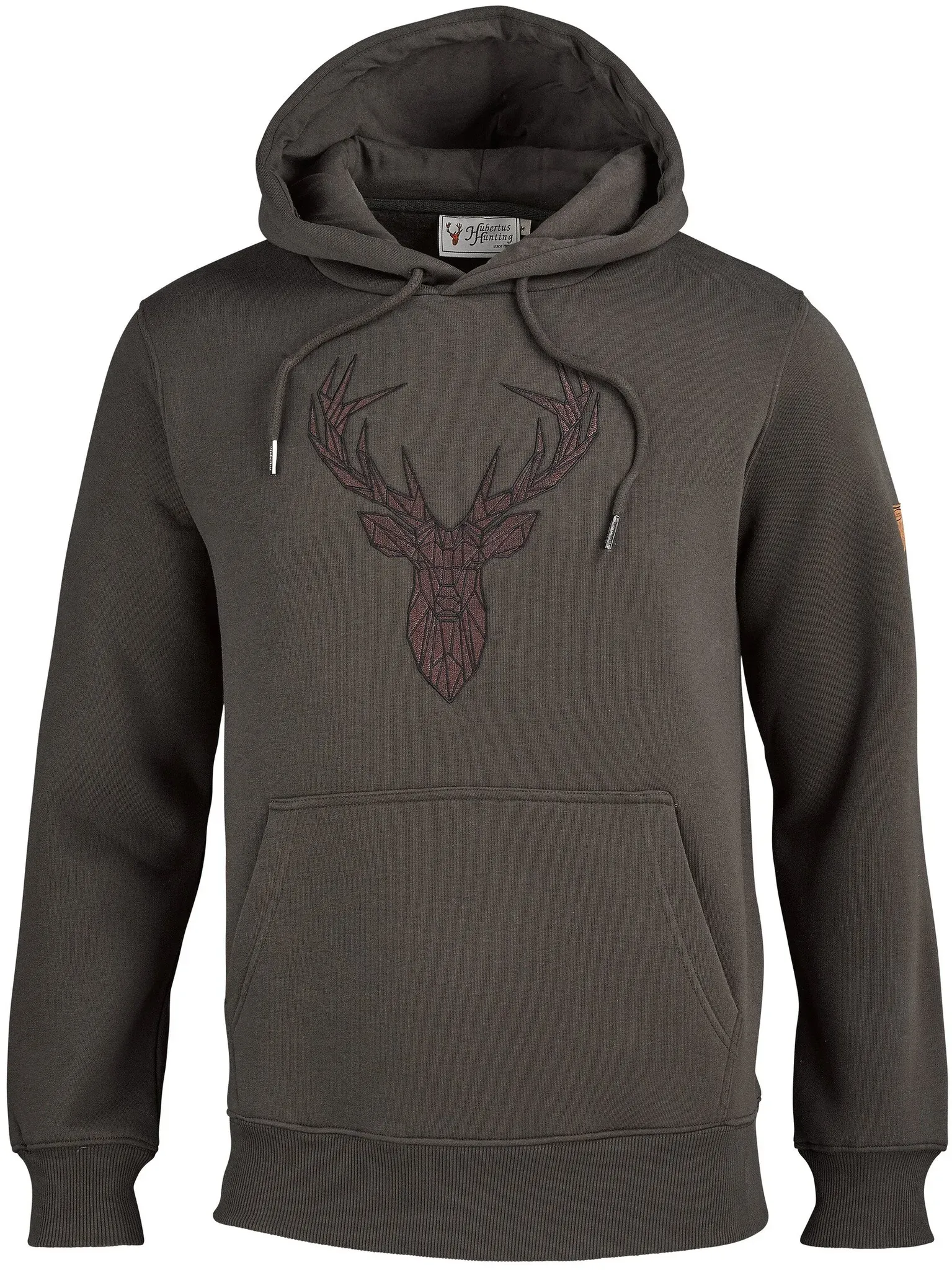 Hubertus Hoodie Hirsch, oliv-braun, L