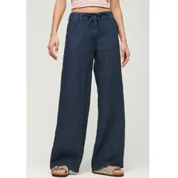 Superdry für Damen. W7011006A Marineblaue Leinenhose mit niedriger Leibhöhe (36), Lässig