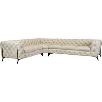 Leonique Chesterfield-Sofa »Amaury L-Form«, großes Ecksofa, Chesterfield-Optik, Breite 323 cm, Fußfarbe wählbar beige