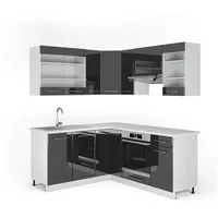 Vicco Winkelküche Fame-Line L-Form 160 x 190 cm Anthrazit Hochglanz