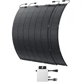 Kleine Kraftwerk Flexibles Solarmodul Set | 2x225W (450 Wp) | Solarpanel Komplettpaket inkl. Wechselrichter, Kabelbinder, Stromanschlusskabel | Balkonkraftwerk für Balkon, Zaun & Sonderflächen