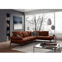 W.SCHILLIG Ecksofa sherry, Designsofa mit tollem Sitzkomfort, elegant und zeitlos, L-Form, mit Kopfstützenverstellung, Winkelfüße in Schwarz, Breite 302 cm braun