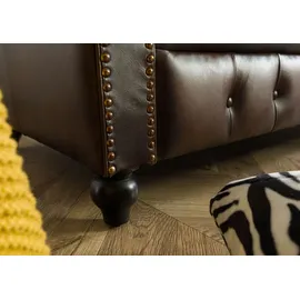 Massivmoebel24 Sofa 2-Sitzer Echtleder 158x82x75 braun Chesterfield #102
