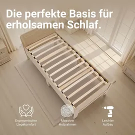Homestyle4u Lattenrost mit Kopfteil verstellbar 90 x 200 cm