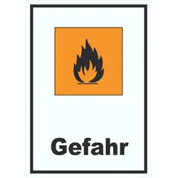 Schild Gefahrensymbol Entzündbar Gefahr Brand Flamme hochkant A0 Rückseite selbstklebend
