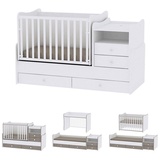 Lorelli Babybett Jugendbett Combo umbaubar 2 Kinder gleichzeitig Schaukelfunktion in weiß