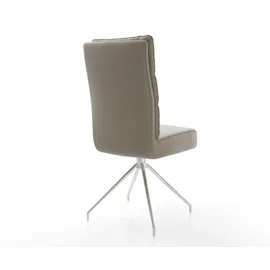 DeLife Esszimmerstuhl Pela-Flex Echt-Leder Schlamm Kreuzgestell konisch Edelstahl Taschenfederkern, Esszimmerstühle