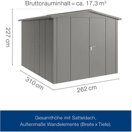 hörmann stauraumsysteme Juno Gerätehaus 2,62 x 3,10 m Grau