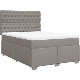 vidaXL Boxspringbett mit Matratze Taupe 140x200 cm Stoff