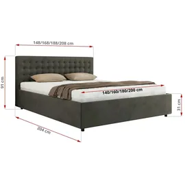 MKS Meble Pavo Classic 180 x 200 cm Dunkelgrau