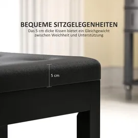 Homcom Klavierbank Klavierhocker mit Stauraum, Holzbeine, Kunstleder, Schwarz