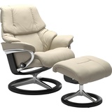 Stressless Relaxsessel STRESSLESS Reno Sessel Gr. Leder BATICK, Signature Base Schwarz-L, Relaxfunktion-Drehfunktion-PlusTMSystem-Gleitsystem-BalanceAdaptTM, B/H/T: 92 cm x 100 cm x 80 cm, beige (cream batick) Lesesessel und Relaxsessel