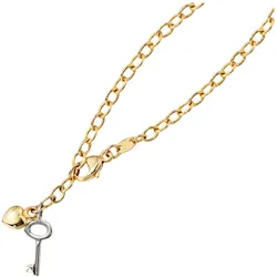 Fußkette JOBO "Schlüssel Herz", gelb (gelbgold 585), Fußkettchen, Damen, Gelbgold 585-Weißgold 585, Gelbgold 585, Weißgold 585, 585 Gold bicolor 26 cm