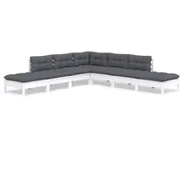 vidaXL Garten-Lounge-Set 7-tlg. weiß Kiefernholz