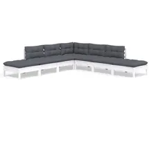 vidaXL Garten-Lounge-Set 7-tlg. weiß Kiefernholz