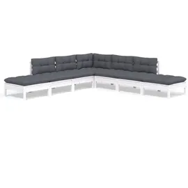 vidaXL Garten-Lounge-Set 7-tlg. weiß Kiefernholz