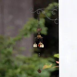 Relaxdays Windspiel 2er Set, Metall Glockenspiel, draußen & drinnen, Garten Klangspiel, hängend, Feng Shui, gold/schwarz