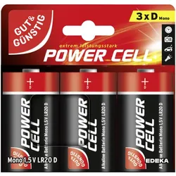 Gut & Günstig Power Cell Alkaline Mono D 1,5V LR20 Batterien 3ST