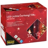 IDENA 31485 - LED Lichtervorhang mit 138 LEDs in Warmweiß, 8 Stunden Timer Funktion & Transformator, mit 12 Sternsträngen ca. 2 x 1 m groß, zum Basteln, als Party Deko, Weihnachtsdeko, zur Hochzeit