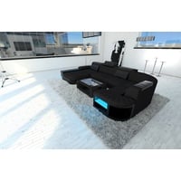 Sofa Dreams Wohnlandschaft Stoffsofa Couch Bellagio U Form Stoff Polster Sofa, mit LED, wahlweise mit Bettfunktion als Schlafsofa, Designersofa grau|schwarz