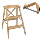 Holz Leiter Bambus Stufenleiter Klappbar Trittleiter Stufenleiter bis 150kg