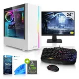 Megaport Ryzen 5 Gaming Computer mit Monitor All in One Office PC Gamer Home Business-PC (24 Zoll, AMD AMD Ryzen 5 5500, RTX 3050, 16 GB RAM)