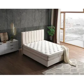 Villa Möbel Alize Polsterbett 150x200 - Farbe: Beige - Set: Bettkasten-Kopfteil - Matratze - Beige
