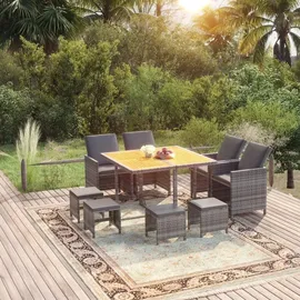 vidaXL Polyrattan Garten-Set 313100 9-tlg. grau