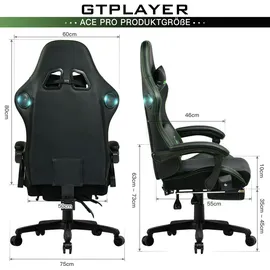 GTPLAYER Gaming-Stuhl Kunstleder Grün