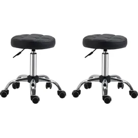 Homcom 2er-Set Salonhocker Rollhocker Drehhocker höhenverstellbar mit Rädern Kunstleder Schwarz Ø35,5x48-63cm für Friseursalons & Kosmetikstudios Aosom.de