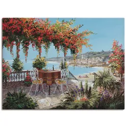 Wandbild ARTLAND "Macht mein Tag perfekt", blau (farbe bild(er): blau), B:40cm H:30cm, Canvas, Leinwand, Bilder, als Leinwandbild, Poster in verschied. Größen
