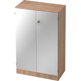 bümö office Aktenschrank abschließbar, Büroschrank klein aus FSC-Holz, 80cm breit in Nussbaum/Silber - abschließbarer Schrank, Büroschrank