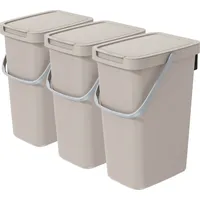 Vidaathome.de Q-SYSTEMA Abfalleimer-Set 3 x 12 Liter – Beige