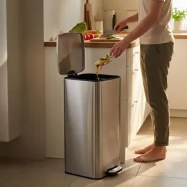 Relaxdays Mülleimer 60 l Schwarz/Silber