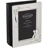 Edzard Kinder Fotoalbum Teddybär für 100 Fotos 10x15 cm, edel versilbert, anlaufgeschützt, schwarze Seiten