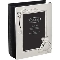 Edzard Kinder Fotoalbum Teddybär für 100 Fotos 10x15 cm, edel versilbert, anlaufgeschützt, schwarze Seiten