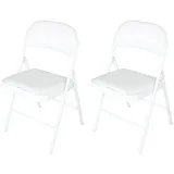 Hti-Living Klappstuhl Wedigo Kunstleder Weiß-Weiß 2er-Set