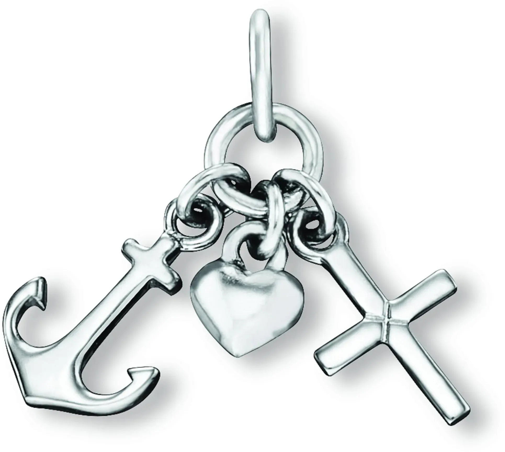 Kettenanhänger ONE ELEMENT "Glaube Liebe Hoffnung Anhänger aus 925 Silber", silber, Schmuckanhänger, Damen, Silber 925 (Sterlingsilber), Damen Silber Schmuck Glaube Liebe Hoffnung