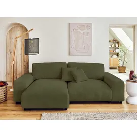 lisa design Garance, Ecksofa beidseitig montierbar - 4-Sitzer, aus Cord , Grün - Grün