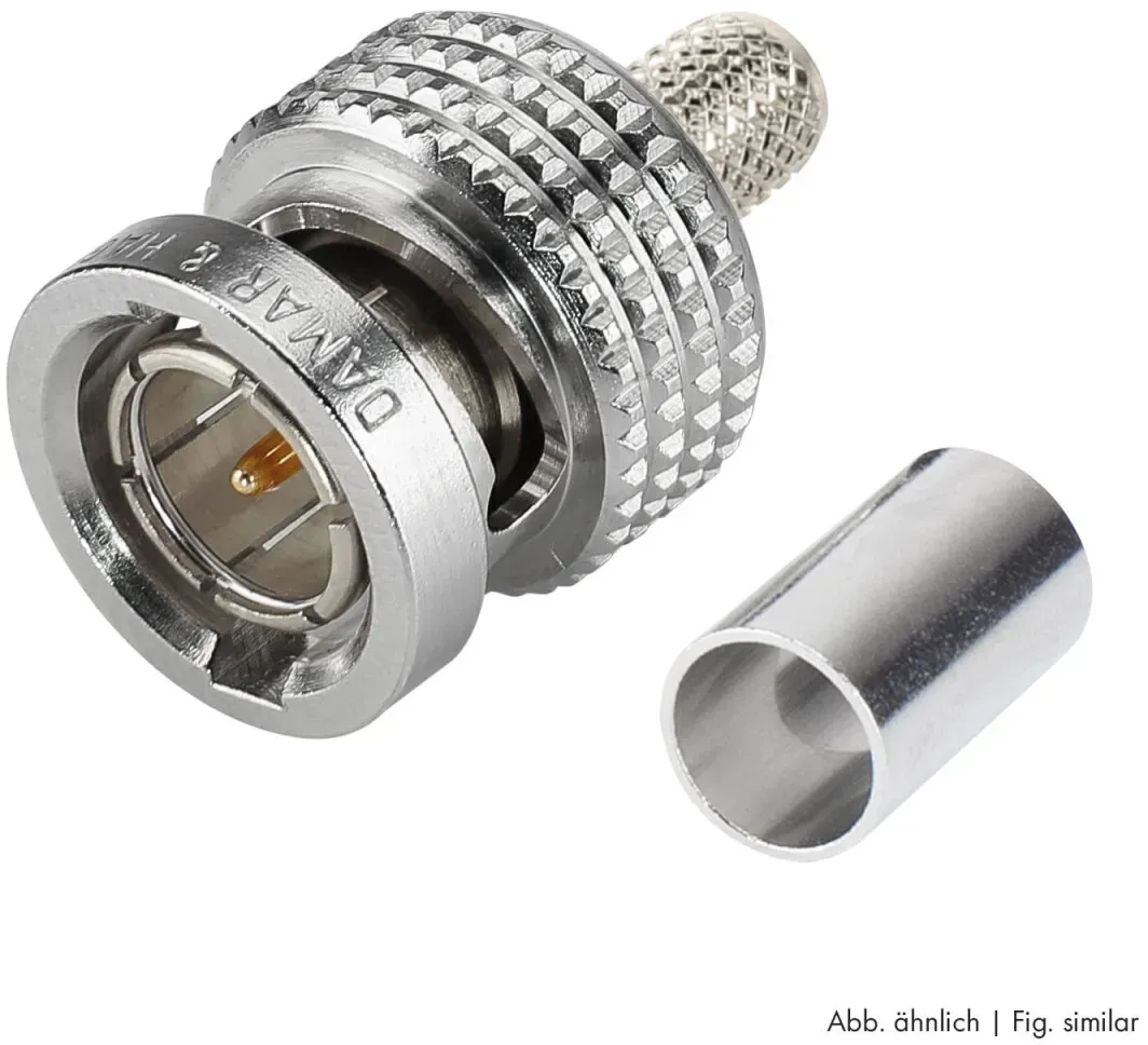 DAMAR & HAGEN BNC HD-SDI Crimp-Kabelstecker, gerade, nickelfarben