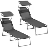Songmics Sonnenliege 193 x 53 x 29 cm Dunkelgrau