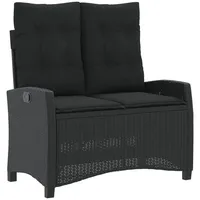 Furnicato Gartenbank Verstellbar mit Kissen Schwarz Poly Rattan