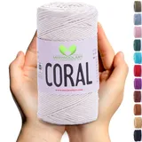 MeriWoolArt® Makramee garn - 200m aus 50% Baumwolle garn und 50% Polyester Garn für Makramee, Häkeln, Basteln, Wandbehänge, Pflanzenaufhänger und mehr