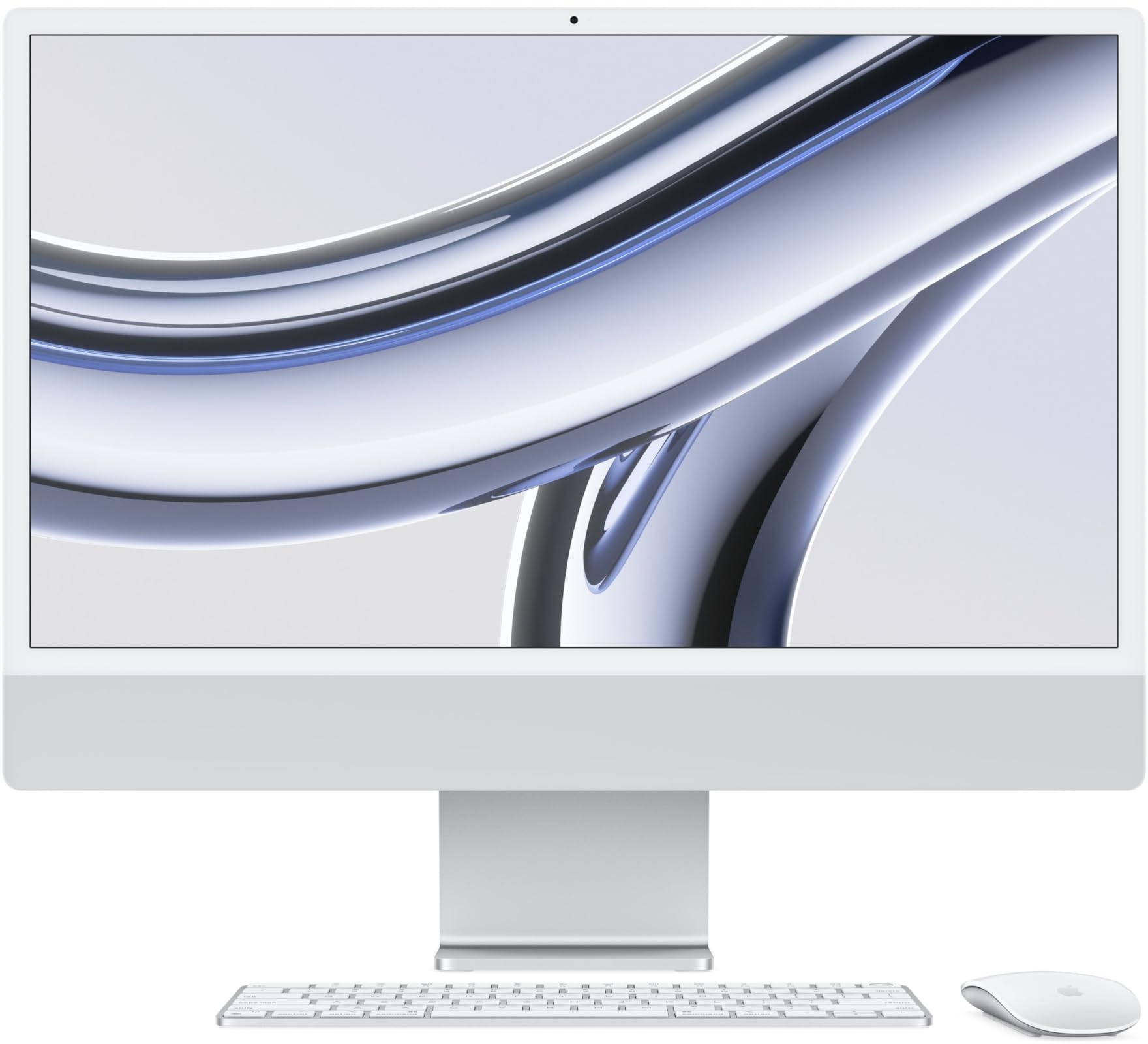 Apple 2023 iMac All-in-One Desktop-Computer mit M3 Chip: 8-Core CPU, 10-Core GPU, 24" 4.5K Retina Display, 8 GB gemeinsamer Arbeitsspeicher, 256 GB SSD Speicher, passendes Zubehör. Silber