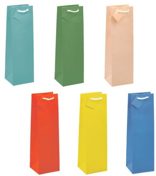 12er-Pack Flaschen-Geschenktaschen »Trendfarben« türkis, TSI, 10x33x9 cm