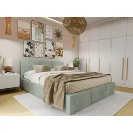 Muralo Polsterbett Stoffbett Bett mit Bettkasten und Gasdruckfeder mit Polsterkopfteil Bett 120x200 Bett mit Stauraum Mint