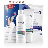 Mr. Fuss® No. 1 - Advanced Pack Basic - Klein, Nagelhaut- Hornhautentferner Sparpaket 4 tlg. Aktiv-Lösung Schnell & Stark erweichend - 200 ml, Balsam No. 2-100 ml, Watte, Schaber