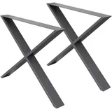 ECD Germany 2x Tischbeine X-Design X-form, 60 x 72 cm Anthrazit, Industriedesign,