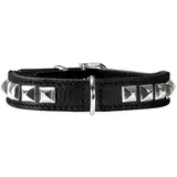 Hunter Rocky Petit Hundehalsband für kleine Hunde, Leder, Nappaleder, weich, rockig, Nieten-Besatz, 27 (XXS-XS), schwarz